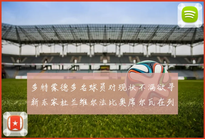 多特蒙德多名球员对现状不满欲寻新东家杜兰维尔法比奥席尔瓦在列